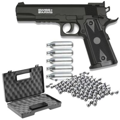 Pistolet 4.5mm P1911 MATCH 20 BBs SWISS ARMS + Billes + Sparclettes + Mallette